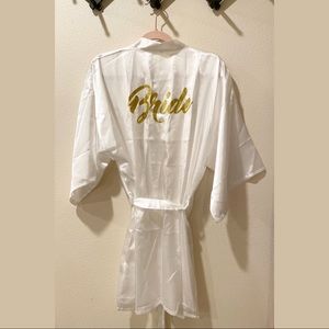 Satin Bride robe with tie belt and loops